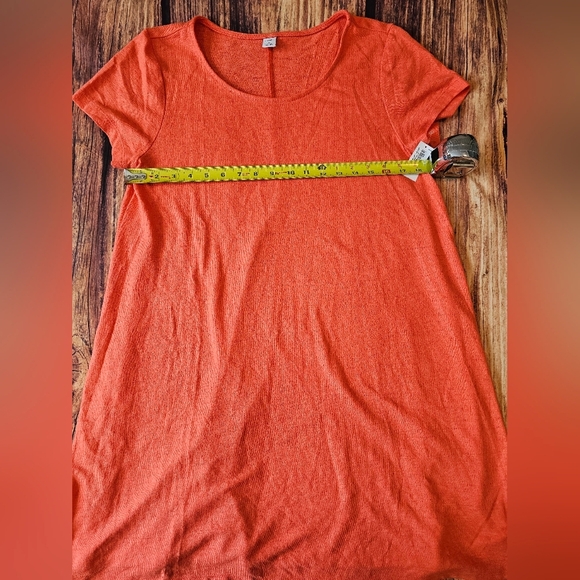 Old Navy Size Large Orange Linen Blend Scoop Neck Tee Shirt Dress Casual New Tag - Picture 7 of 9